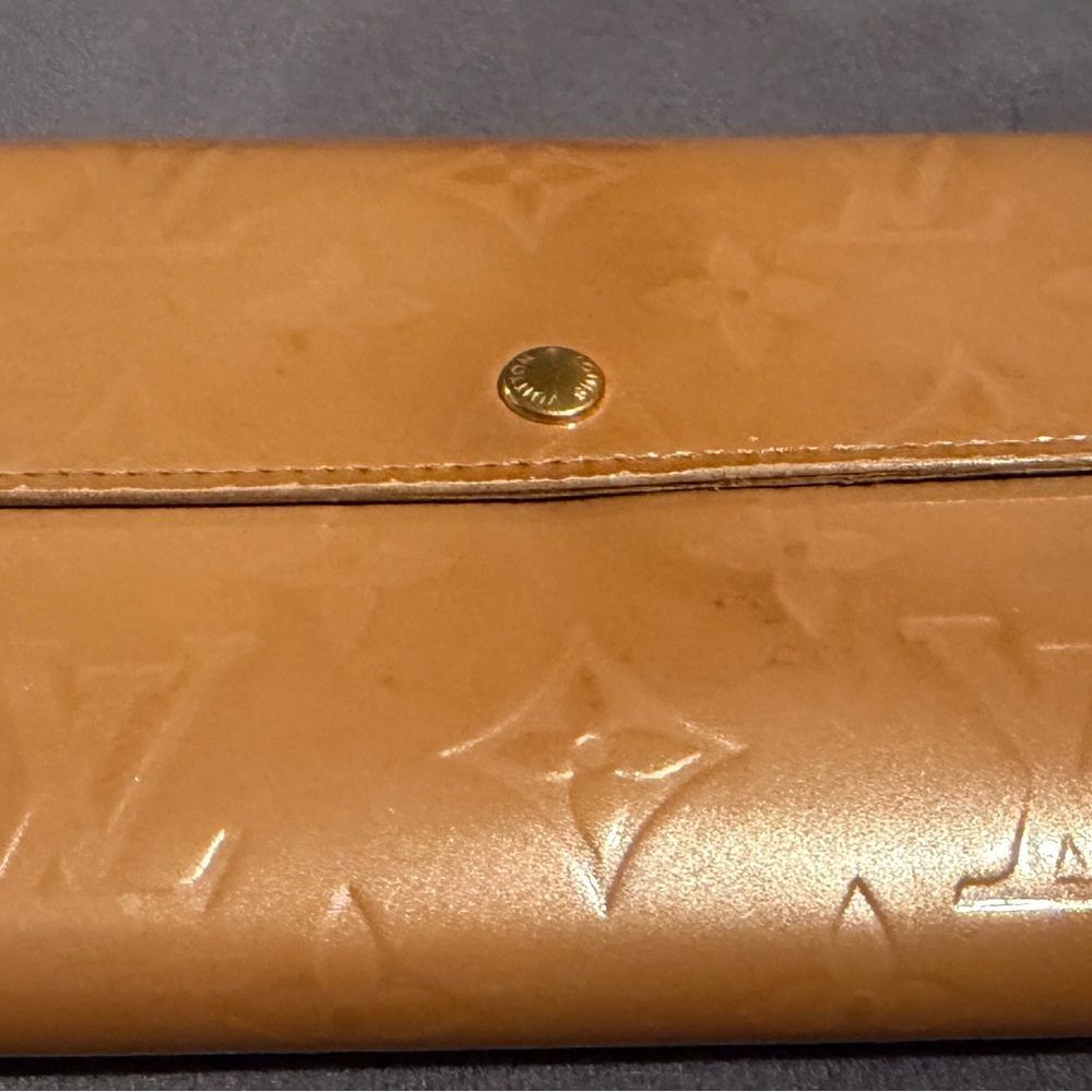 Vintage Louis Vuitton Cognac Vernis Long Wallet | Glossy Monogram Non-Sticky